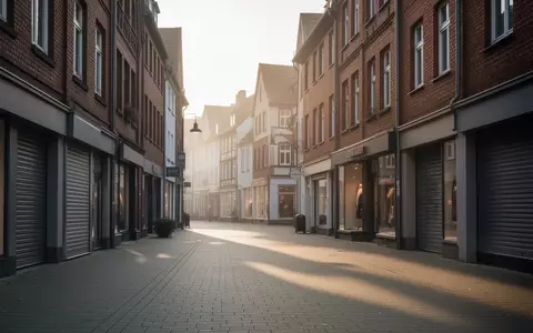 Leere, ruhige Straße vor einer Häuserzeile mit geschlossenen Ladenfronten bei Tageslicht. - Foto: über boerse-global.de