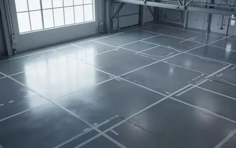 Ein minimalistischer, heller Industrieboden mit geometrischen Markierungen in einer sterilen Testumgebung. - Foto: über boerse-global.de