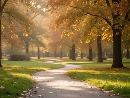 Ein sonnendurchfluteter Parkweg in einer herbstlichen Landschaft, der für einen aktiven Lebensstil steht. - Foto: über boerse-global.de