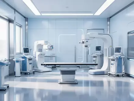 Moderner, steriler Diagnostikraum in einer Klinik mit hochwertiger Medizintechnik in kühlem Licht. - Foto: über boerse-global.de