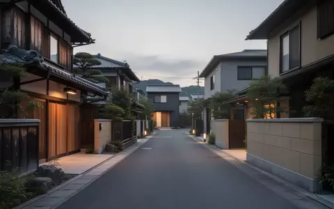 Eine ruhige japanische Wohnstraße in der Dämmerung mit moderner und traditioneller Architektur. - Foto: über boerse-global.de