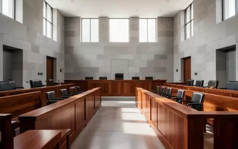 Ein leerer, modern gestalteter Gerichtssaal mit Holzbänken und neutralen Wänden in einer sachlichen, professionellen Atmosphäre. - Foto: über boerse-global.de