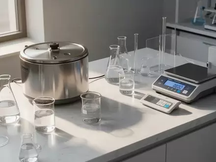 Ein steriler Labortisch mit wissenschaftlichen Messinstrumenten und Glasgefäßen in einer modernen Forschungsumgebung. - Foto: über boerse-global.de
