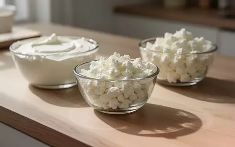 Nahaufnahme von frischen Milchprodukten wie Quark und körnigem Frischkäse in einer minimalistischen Küche. - Foto: über boerse-global.de