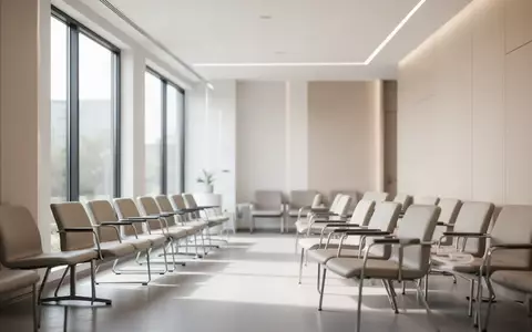 Ein leerer, modern gestalteter Wartebereich einer Arztpraxis mit Tageslicht und schlichten Sitzgelegenheiten. - Foto: über boerse-global.de