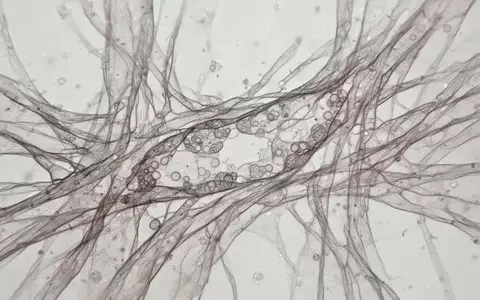 Mikroskopische Aufnahme von biologischem Gewebe mit sichtbaren Faserstrukturen und Zellverbänden. - Foto: über boerse-global.de