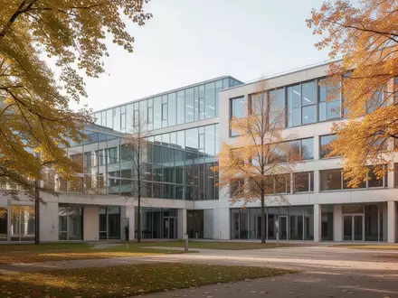 Modernes Universitätsgebäude auf dem Campus Hubland Nord in Würzburg im Herbstlicht - Foto: über boerse-global.de