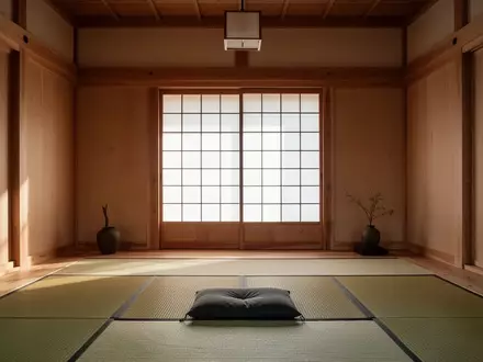 Minimalistischer Meditationsraum mit Holzelementen und sanftem Lichteinfall als Ort der inneren Einkehr. - Foto: über boerse-global.de