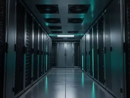 Ein minimalistisch beleuchteter, technischer Raum mit industriellen Lüftungsschächten und Metalloberflächen in Blau- und Grautönen. - Foto: über boerse-global.de