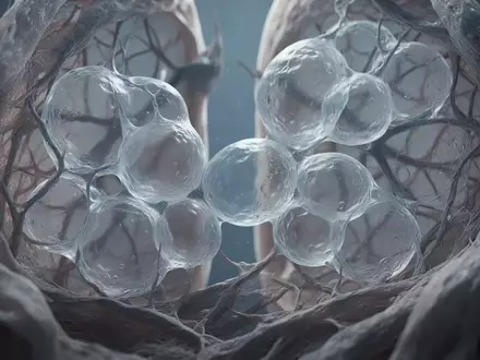 Mikroskopische Aufnahme von biologischen Strukturen in menschlichem Lungengewebe, die zelluläre Prozesse veranschaulichen. - Foto: über boerse-global.de