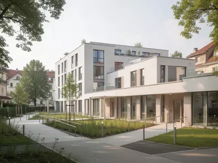 Ein modernes, helles Wohnhaus in einer ruhigen Wiener Wohngegend bei Tageslicht. - Foto: über boerse-global.de
