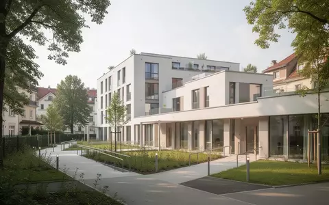 Ein modernes, helles Wohnhaus in einer ruhigen Wiener Wohngegend bei Tageslicht. - Foto: über boerse-global.de
