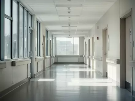 Ein heller, moderner Klinikflur mit großen Fenstern und natürlichem Licht, der eine ruhige medizinische Umgebung zeigt. - Foto: über boerse-global.de