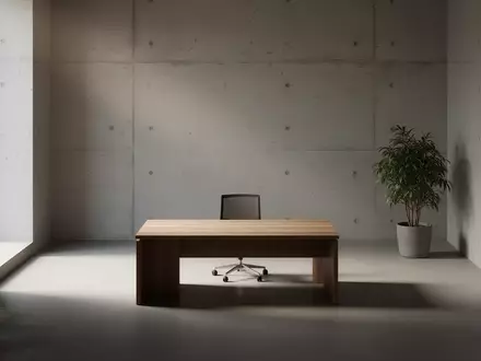 Ein minimalistisch gestalteter, leerer Büroarbeitsplatz mit neutralen Farben und natürlichem Lichteinfall. - Foto: über boerse-global.de