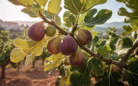 Reife Feigen hängen an einem Ast in einem sonnigen Garten im Spätsommer. - Foto: über boerse-global.de