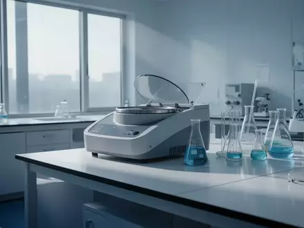 Ein minimalistisches, modernes Labor mit sterilen Arbeitsflächen und Glasgefäßen in natürlichem Licht. - Foto: über boerse-global.de