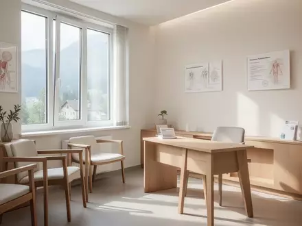 Ein heller, minimalistischer Behandlungsraum in einem modernen Gesundheitszentrum mit Tageslicht. - Foto: über boerse-global.de