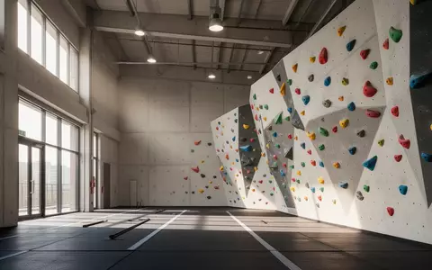 Ein heller, moderner Sportraum mit Klettergriffen an einer Betonwand und professionellem Bodenbelag. - Foto: über boerse-global.de
