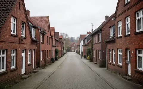 Eine ruhige Wohnstraße mit traditionellen Backsteinhäusern an einem bewölkten Tag. - Foto: über boerse-global.de