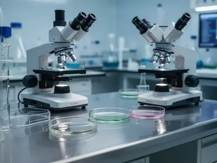 Ein steriler Labortisch mit medizinischen Forschungsgeräten in einer klinischen Umgebung. - Foto: über boerse-global.de
