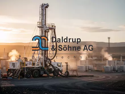 Industrielle Bohranlagen auf einer Baustelle bei Sonnenuntergang als Symbol für Geothermie und Energiegewinnung. - Foto: über boerse-global.de