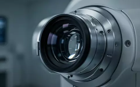 Nahaufnahme einer hochpräzisen medizinischen Optik in einer sterilen Laborumgebung mit kühler Beleuchtung. - Foto: über boerse-global.de