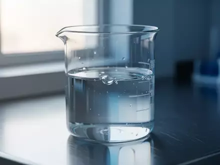 Ein klares Glasgefäß mit einer Flüssigkeit in einem modernen, hellen Labor vor einem unscharfen Hintergrund. - Foto: über boerse-global.de
