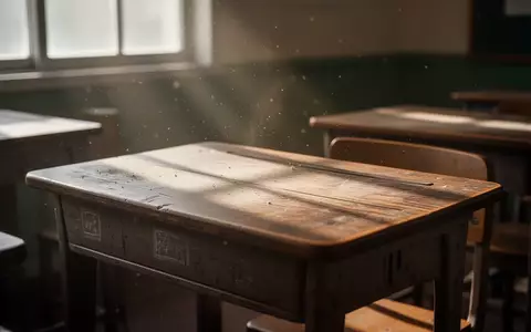 Ein leerer, traditioneller Holztisch in einem stillen Klassenzimmer, beleuchtet durch einfallendes Sonnenlicht. - Foto: über boerse-global.de