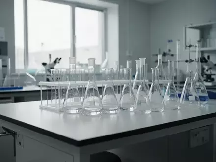 Ein steriles, modernes Labor mit gläsernen Laborgefäßen auf einer sauberen Arbeitsfläche bei Tageslicht. - Foto: über boerse-global.de