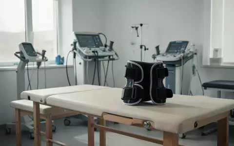 Eine medizinische Orthese liegt auf einem Behandlungstisch in einer hellen, modernen Physiotherapiepraxis. - Foto: über boerse-global.de