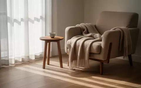 Ein minimalistisch eingerichteter, sonnendurchfluteter Wohnbereich mit einem bequemen Sessel und einer Teetasse. - Foto: über boerse-global.de