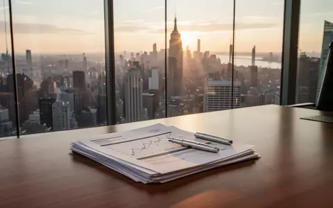Ein moderner, minimalistischer Büroraum mit Finanzunterlagen auf einem Schreibtisch bei Sonnenaufgang. - Foto: über boerse-global.de