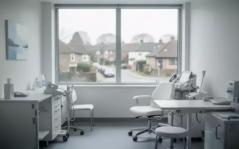 Ein leerer, modern eingerichteter Behandlungsraum in einer medizinischen Einrichtung mit hellem Tageslicht. - Foto: über boerse-global.de