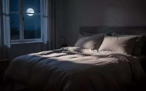 Ein ruhig gestaltetes Schlafzimmer bei Nacht mit sanftem Mondlicht, das eine friedliche und erholsame Atmosphäre vermittelt. - Foto: über boerse-global.de