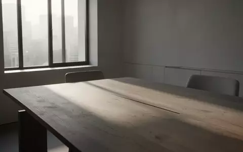 Minimalistischer, moderner Arbeitsbereich mit natürlichem Licht und Schattenwurf auf einer hölzernen Tischoberfläche. - Foto: über boerse-global.de