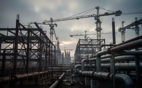 Industrielle Baustelle mit Stahlkonstruktionen und Kränen vor einem bewölkten Himmel. - Foto: über boerse-global.de