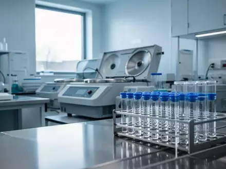 Ein modernes, steriles Labor mit medizinischen Geräten und Glasfläschchen in einer professionellen Forschungsumgebung. - Foto: über boerse-global.de