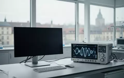 Ein minimalistisches, modernes medizinisches Forschungslabor mit einem dunklen Monitor und einer Analyse-Hardware. - Foto: ĂĽber boerse-global.de