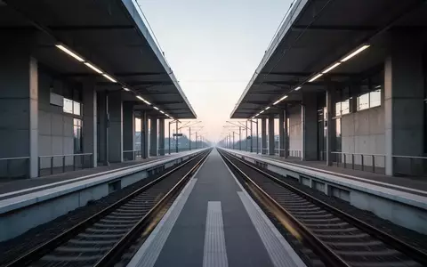 Leerer Bahnsteig eines Regionalbahnhofs im Morgenlicht mit Blick auf die Gleise. - Foto: über boerse-global.de