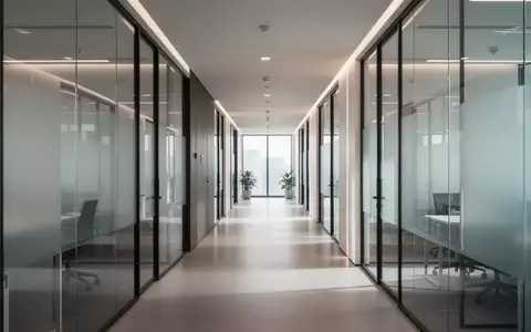 Ein minimalistischer, moderner Büroflur mit Glaswänden und neutraler Architektur, der eine professionelle und sichere Arbeitsumgebung symbolisiert. - Foto: über boerse-global.de
