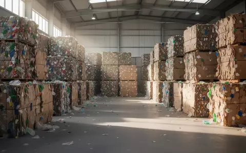 Sauber gestapelte Ballen aus recycelbarem Verpackungsmaterial in einer modernen Industrieanlage. - Foto: über boerse-global.de