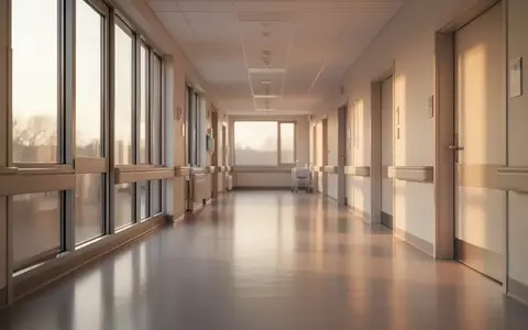 Ein heller, moderner Krankenhausflur bei Tageslicht mit Fokus auf die Architektur und eine ruhige, sterile Atmosphäre. - Foto: über boerse-global.de