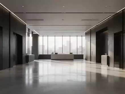 Ein minimalistischer Bank-Innenraum mit polierten Betonböden und neutralen architektonischen Linien bei Tageslicht. - Foto: über boerse-global.de