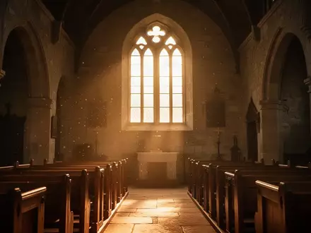 Ein lichtdurchfluteter, leerer Kirchenraum mit Holzbänken in einer ruhigen, kontemplativen Atmosphäre. - Foto: über boerse-global.de
