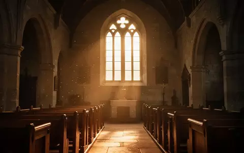 Ein lichtdurchfluteter, leerer Kirchenraum mit Holzbänken in einer ruhigen, kontemplativen Atmosphäre. - Foto: über boerse-global.de