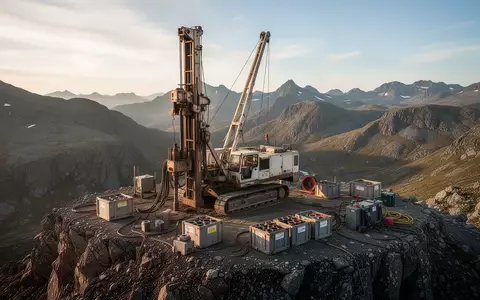 Geologische Bohranlage auf einem felsigen Plateau bei natürlichem Tageslicht. - Foto: über boerse-global.de
