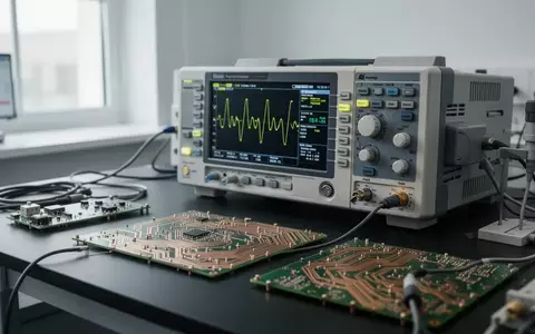 Ein moderner Elektronik-Arbeitsplatz mit Messgeräten und Platinen in einem Labor. - Foto: über boerse-global.de