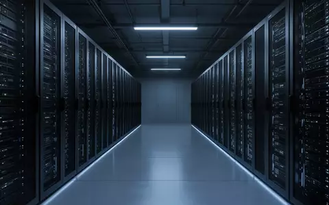 Ein moderner, minimalistischer Serverraum mit dunklen, beleuchteten Server-Racks in einer sterilen, industriellen Umgebung. - Foto: über boerse-global.de
