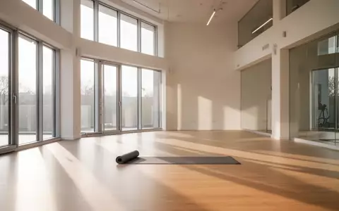 Ein heller, minimalistischer Trainingsraum mit Holzboden und einer einzelnen Yogamatte bei natürlichem Tageslicht. - Foto: über boerse-global.de