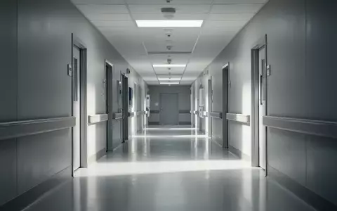 Ein steriler, menschenleerer Krankenhausflur mit glänzendem Boden und dezenter Beleuchtung. - Foto: über boerse-global.de